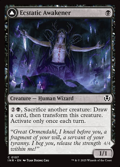 Ecstatic Awakener // Awoken Demon — INR #107 normal Magic card