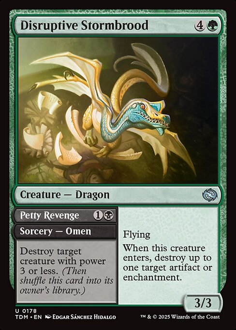 Disruptive Stormbrood // Petty Revenge — TDM #178 normal Magic card